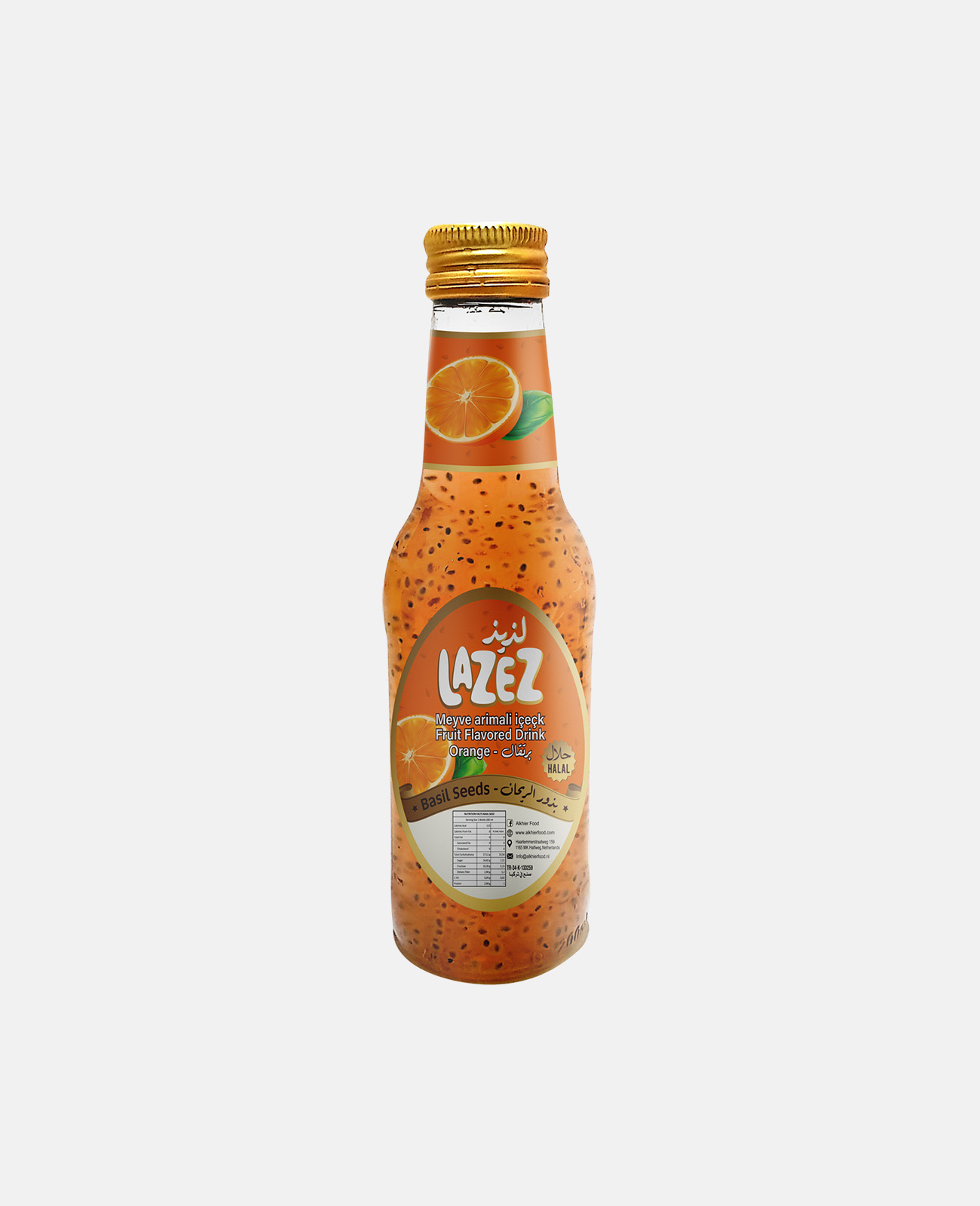 Lazez Basil Seeds Drink - Fruit Flavoured/Orange