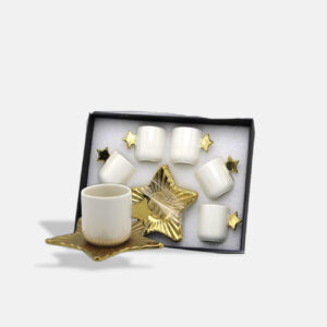 Golden Star Designed Porcelain Coffee Cups Set - 6 Pieces/H 2-55