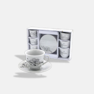 White Rosy Porcelain Coffee Cups Set – 6 Pieces/H 1-1